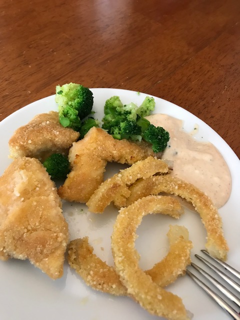 chicken fingers and onion rings