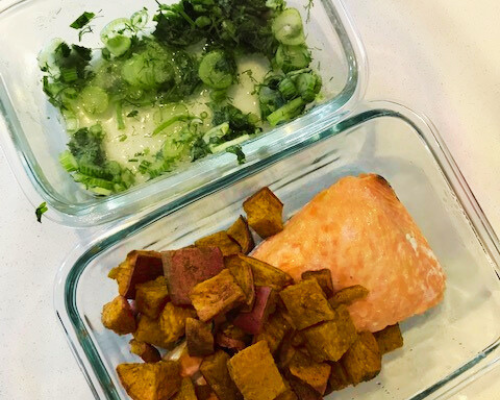 Lower Sulfur Salmon Sweet Potato Bowls