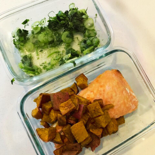 Lower Sulfur Salmon Sweet Potato Bowls